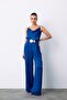 Casual Crepe Satin Trousers - Sax Blue - 3