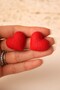 Handmade Fluffy Heart Earrings made of Polymer Clay, Red Women's Earrings - 6