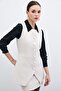 Buttoned Tweed Vest - Stone - 5