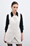 Buttoned Tweed Vest - Stone - 4