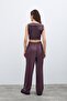 Square Collar Leather Crop - Claret Red - 6