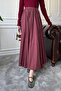 High Waist Burgundy Pleated Skirt - 3