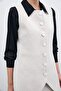 Buttoned Tweed Vest - Stone - 7