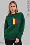 Unisex Long Sleeve Romania Printed Crew Neck Hoodless Raster Oversize Sweatshirt - 4