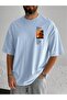Men's Baby Blue Beach Printed Oversize Tshirt