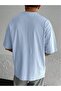 Men's Baby Blue Beach Printed Oversize Tshirt - 2