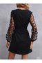 New Season Women's Long Sleeve Crew Neck Sleeves Tulle Butterfly Detail Imported Crepe Dress - 6