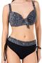 Women's Plus Size Underwire Black Patterned Bikini Set - 2