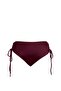 Women's High Waist Side Drawstring Burgundy Bikini Bottom