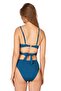 Women's Petrol Blue Padded Bikini Set with Gather Detail on the Front - 4