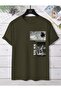 Men's Khaki Green Ny Palm Printed Oversize Tshirt - 2