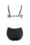 Black and White Patterned Women's Bikini Set with High Waist Support - 2