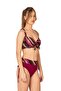 Burgundy Patterned Underwire Padded Bikini Set - Women's Plus Size - 3