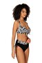 Women's Plus Size Wired Black and White Patterned Bikini Set - 2