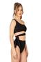 Women's High-Waist Black Bikini Set with Side Tie Detail - 4