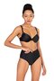 Women's Underwire Textured Black High Waist Bikini Set
