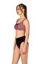 Red Patterned Large Size Underwire Tie Detailed Bikini Set - 4
