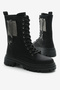 Women's Black Matte Thermo Sole Side Stone Lace up and Zippered Boots - 3