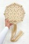 Cappuccino Floral Shiny Stone Bridal Tambourine, Wedding Henna Promise Circumcision Bachelorette with Bell 25cm, 1 Piece