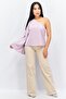 Women Asymmetrical Neck One Sleeve Solid Blouse, Lilac - 3