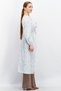 Women Tie Neck Balloon Sleeve Allover Print Maxi Blouse, White Combo - 3