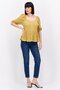 Women V Neck Short Sleeve Textured Blouse, Yellow - 3