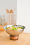 Metal 22 cm Salad Corn Fruit Presentation Bowl with Wooden Legs - 8