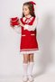 Girls' Red Knitwear Dress with Ruffled Pearl Embroidered Double Pockets with Chiffon Hem and Neckline