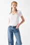 M168260-620-22K Basics V-Neck Combed Cotton White Women's Ss Basics T-Shirt