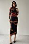 Women's Tie Dye Pattern Lined Design Stand Collar Midi Dress 316 - 6