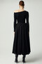 Modest Women's Zipper Detailed Lined Gathered Voile Relaxed Black Skirt - 6