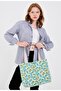 |   Canvas Women's Bag, Large Size, Lined, Snap Fastener, Inner Pocket, Botanical Pattern, Casual - 5