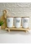 Set of 3 900ml Acrylic (Plastic) Storage Containers with Wooden Lids and Jars with Stand (with Transfer Label) - 7