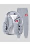 2-Piece Unisex 23 Summer Printed Children's Tracksuit Set with Zipper & Hood