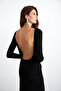 Krızıa Women's Viscose Lycra Back Low-Cut Hem Wide Maxi Black Dress - 4