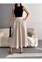 Women's Beige Linen Pocketed Skirt - 2