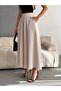 Women's Beige Linen Pocketed Skirt - 3