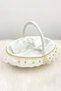 White Bridal Basket, Velvet Gold Shiny Stone Decorated Scalloped, Henna Engagement Wedding Wedding Promise Circumcision - 4