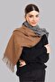 شال كتف للنساء من الصوف بنقشة مربعات قابل للعكس مقاس 70×190 سم - 5
