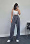 Women's Anthracite Pleated Palazzo Trousers