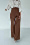 Women's Brown Pleated Palazzo Pants - 3
