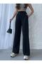 Black-Navy Blue-Anthracite Women's Seasonal Loose Wide-Leg High-Waist 3-Piece Sweatpants - 5