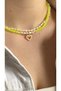 Women's Natural Stone Quartz Necklace, Women's Necklace, Thin Heart Choker, Design Necklace, Yellow - 6