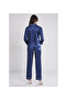Women's Satin Ribbed Shirt Pants Woven Pajamas Set - 2