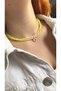 Women's Natural Stone Quartz Necklace, Women's Necklace, Thin Heart Choker, Design Necklace, Yellow - 7