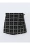 Lcw Kids Black Plaid Girls' Shorts Skirt with Elastic Waist