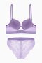 Andes Lace Bra Panty Set with Metal Accessories - Extra Push Up, Padded - 2576 - Lilac - 2