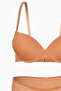 Mustard Bra and Panty Set - Striped, Padded and Underwire Free - 2513 - 3