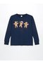 Lcw Kids Navy Blue Crew Neck Christmas Themed Boys' Pajamas Set - 2
