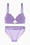Andes Lace Bra Panty Set with Metal Accessories - Extra Push Up, Padded - 2576 - Lilac